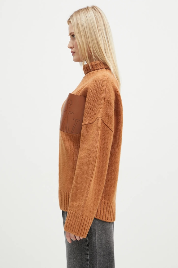 Vlněný svetr JW Anderson Leather Patch Pocket Jumper KW1292.YN0367.619 oranžová AW24