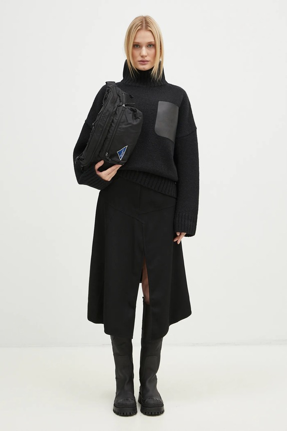 JW Anderson woolen jumper Leather Patch Pocket Jumper KW1292.YN0367.999 black