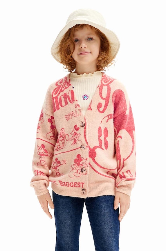 Desigual cardigan copii cu modele roz 24WGJF06