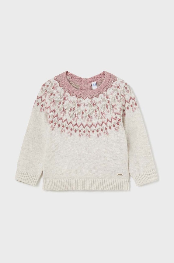 Mayoral sweter z domieszką wełny dziecięcy z domieszką wełny różowy 2323.4D.Baby.9BYH