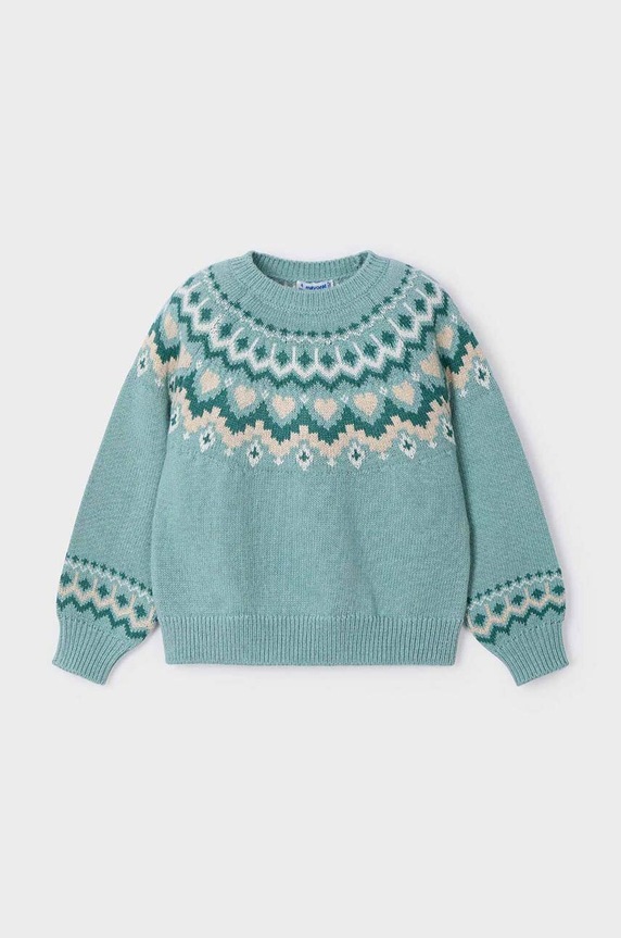 Mayoral sweter z domieszką wełny dziecięcy z domieszką wełny turkusowy 4358.6E.Mini.9BYH