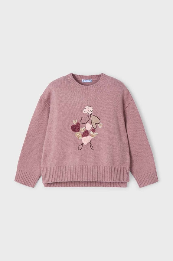 Mayoral sweter z domieszką wełny dziecięcy z domieszką wełny różowy 4359.6F.Mini.9BYH