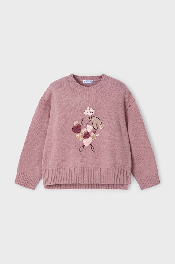 Mayoral sweter z domieszką wełny dziecięcy z domieszką wełny różowy 4359.6F.Mini.9BYH