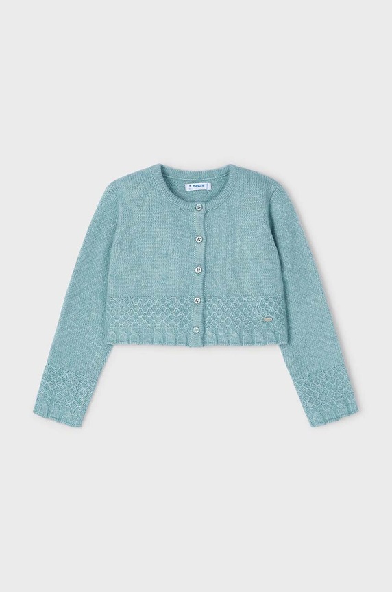 Mayoral sweter z domieszką wełny dziecięcy 4361.6B.Mini.9BYH turkusowy AW24