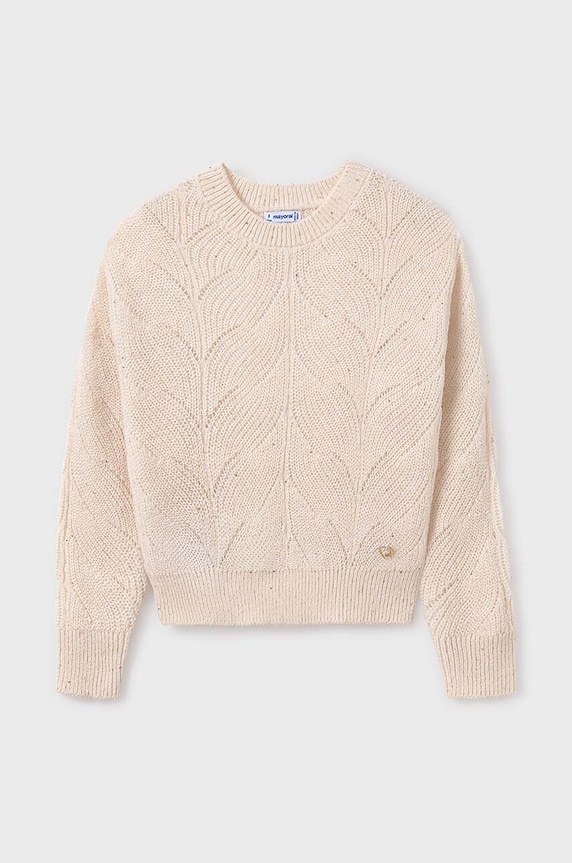 Mayoral sweter z domieszką wełny dziecięcy z domieszką wełny beżowy 7303.8B.Junior.9BYH