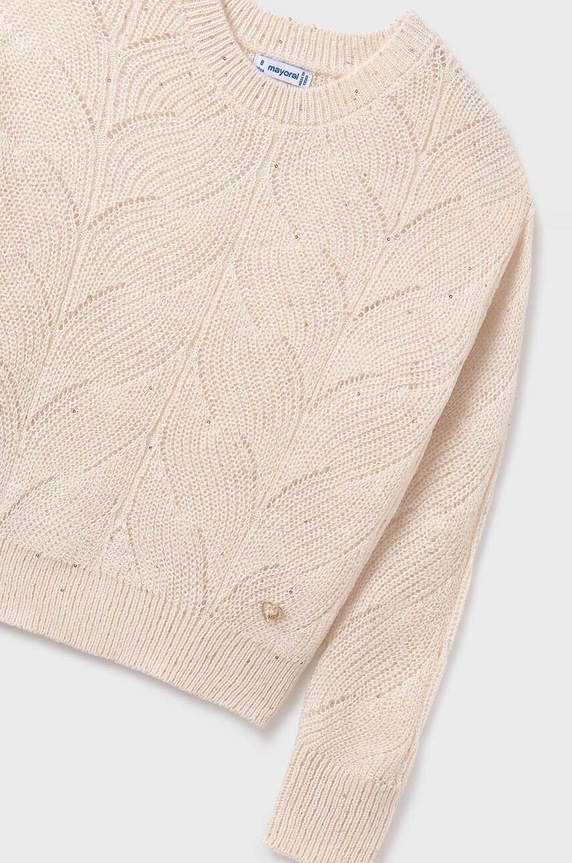 Mayoral sweter z domieszką wełny dziecięcy 7303.8B.Junior.9BYH beżowy AW24