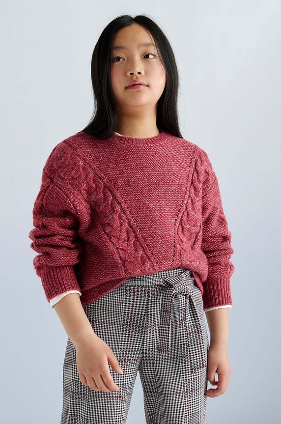 Mayoral sweter z domieszką wełny dziecięcy z domieszką wełny różowy 7310.8G.Junior.9BYH