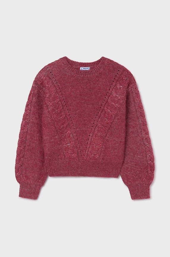 Mayoral sweter z domieszką wełny dziecięcy 7310.8G.Junior.9BYH różowy AW24