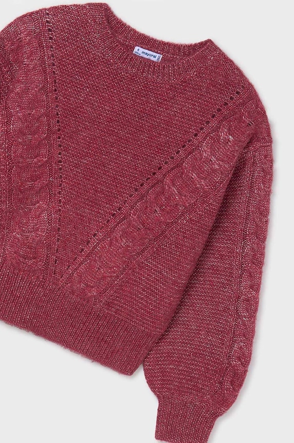 Dziewczynka Mayoral sweter z domieszką wełny dziecięcy 7310.8G.Junior.9BYH różowy