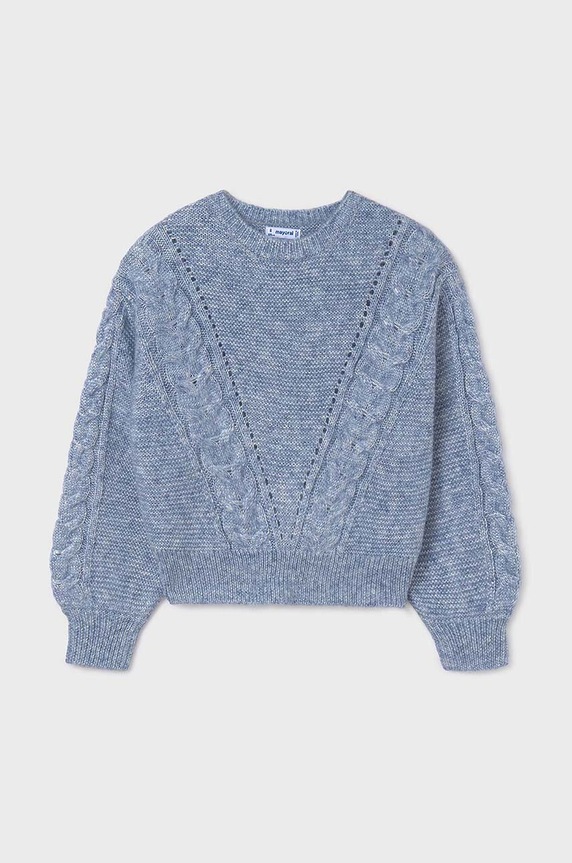 Mayoral sweter z domieszką wełny dziecięcy 7310.8G.Junior.9BYH niebieski AW24