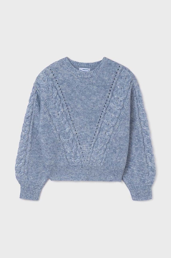 Mayoral sweter z domieszką wełny dziecięcy 7310.8G.Junior.9BYH niebieski AW24