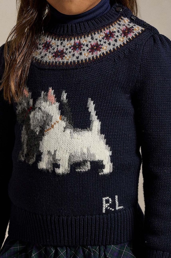 Детски памучен пуловер Polo Ralph Lauren тъмносин 312950806001