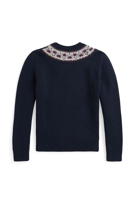 Fete Polo Ralph Lauren pulover de bumbac pentru copii 313950806001 bleumarin