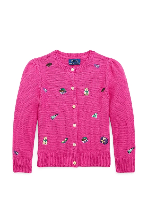 Detský vlnený kardigan Polo Ralph Lauren vlna ružová 312950809001