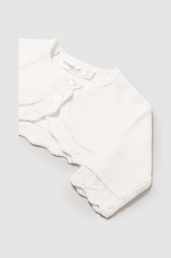 Mayoral Newborn kardigan bawełniany niemowlęcy 307.2L.Newborn.9BYH beżowy AW24