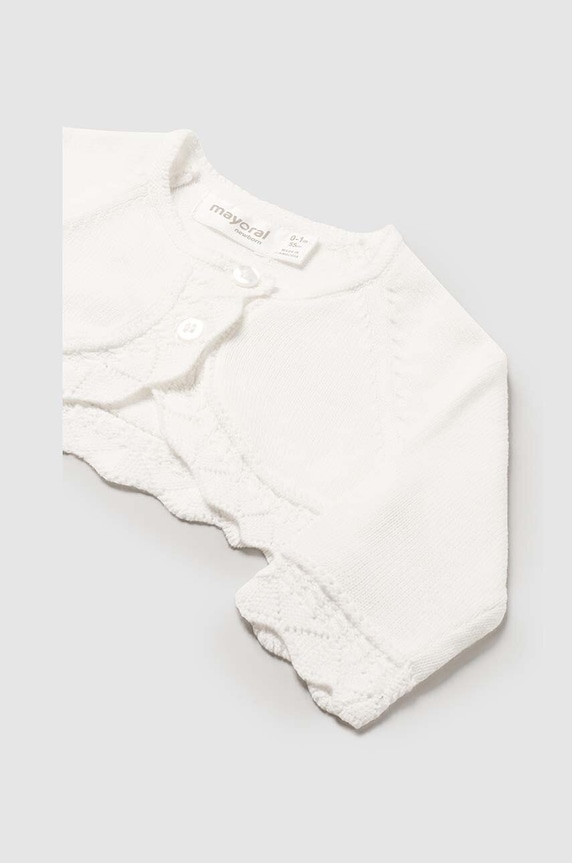Mayoral Newborn kardigan bawełniany niemowlęcy 307.2L.Newborn.9BYH beżowy AW24