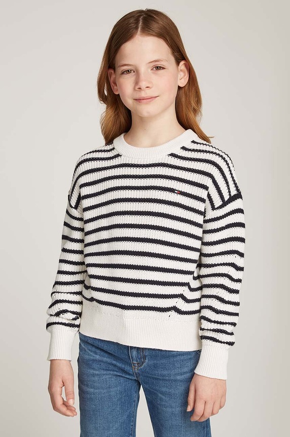 Tommy Hilfiger gyerek pamut pulóver közepesen vastag bézs KG0KG08504.9BYH.104.122