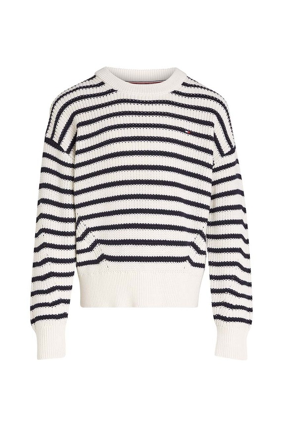 Tommy Hilfiger gyerek pamut pulóver KG0KG08504.9BYH.104.122 bézs AW24