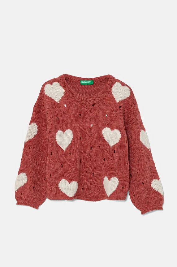 United Colors of Benetton pulover pentru copii din amestec de lana cu modele roz 1076H102A.P.Seasonal