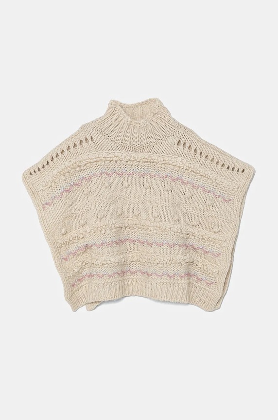 Παιδικό πόντσο United Colors of Benetton με μείγμα μαλλιού μπεζ 115HQU010.G.Seasonal