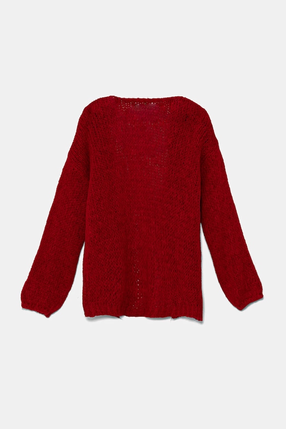 Kardigán s prímesou vlny United Colors of Benetton 136QC601M.G.Seasonal červená AW24