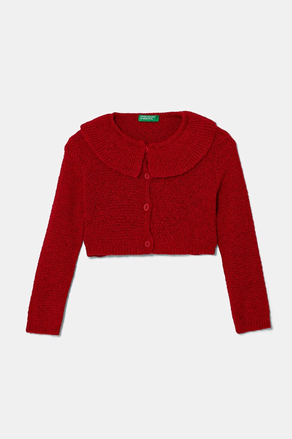 United Colors of Benetton cardigan cu amestec de lână pentru copii uni rosu 106QG500N.P.Seasonal