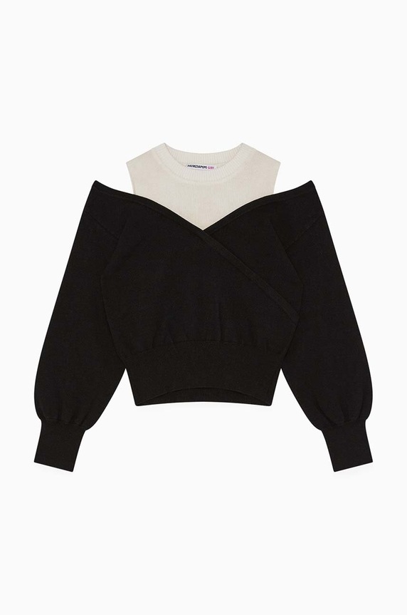 Детски пуловер Patrizia Pepe K204 7K0042 черен AW24