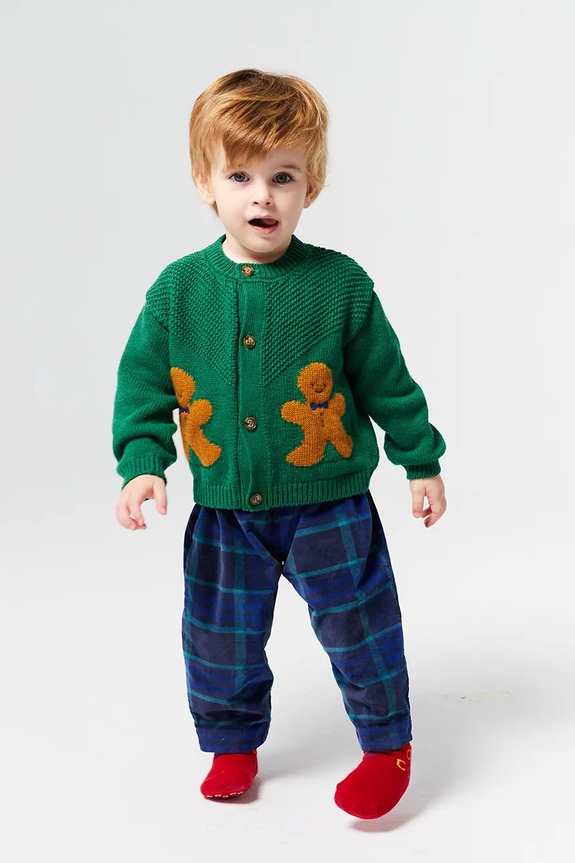 Dětský kardigan s příměsí vlny Bobo Choses Gingerbread s příměsí vlny zelená 224FB005