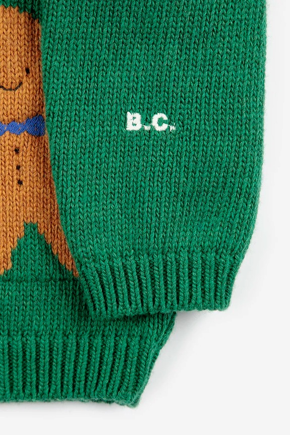 Dětský kardigan s příměsí vlny Bobo Choses Gingerbread zelená 224FB005