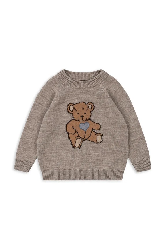 Detský vlnený sveter Konges Sløjd BILLI KNIT BLOUSE vlna hnedá KS101436