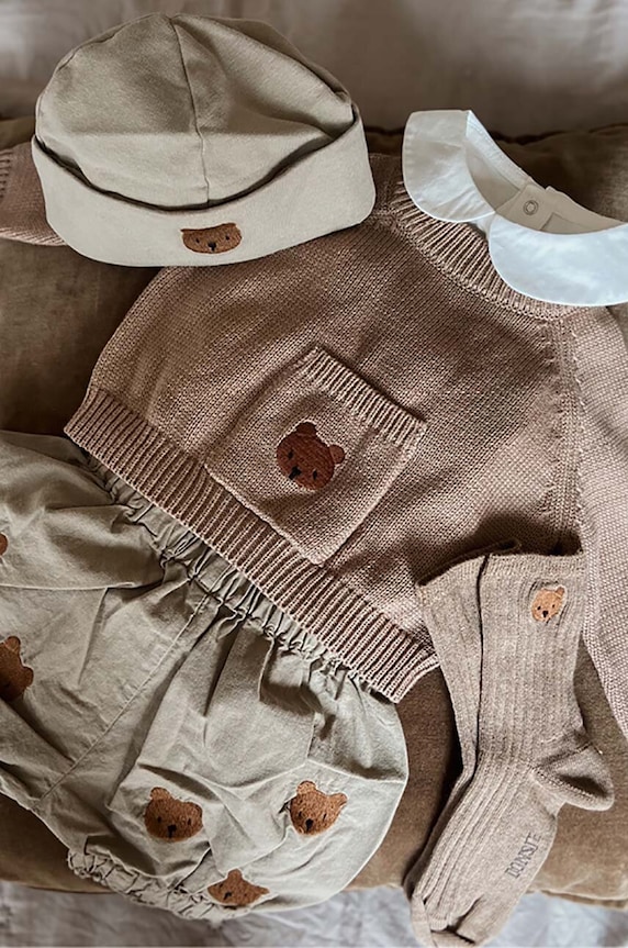 Βρεφικό βαμβακερό πουλόβερ Donsje Loeke Sweater Bear 3026002. καφέ