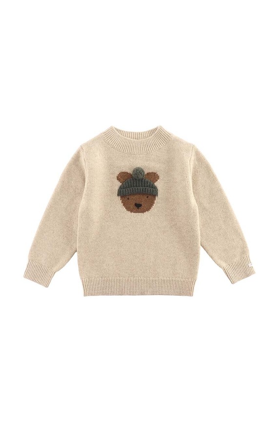 Μάλλινο πουλόβερ για μωρά Donsje Denn Merino Wool Sweater Bear 4083501.56.92 μπεζ AW24