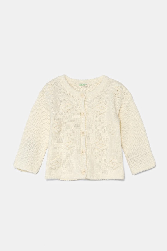 United Colors of Benetton kardigan z domieszką wełny niemowlęcy z domieszką wełny beżowy 1076A500X.W.Seasonal