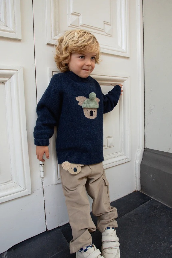 Παιδικό μάλλινο πουλόβερ Donsje Denn Merino Wool Sweater Koala σκούρο μπλε 4083503.98.128