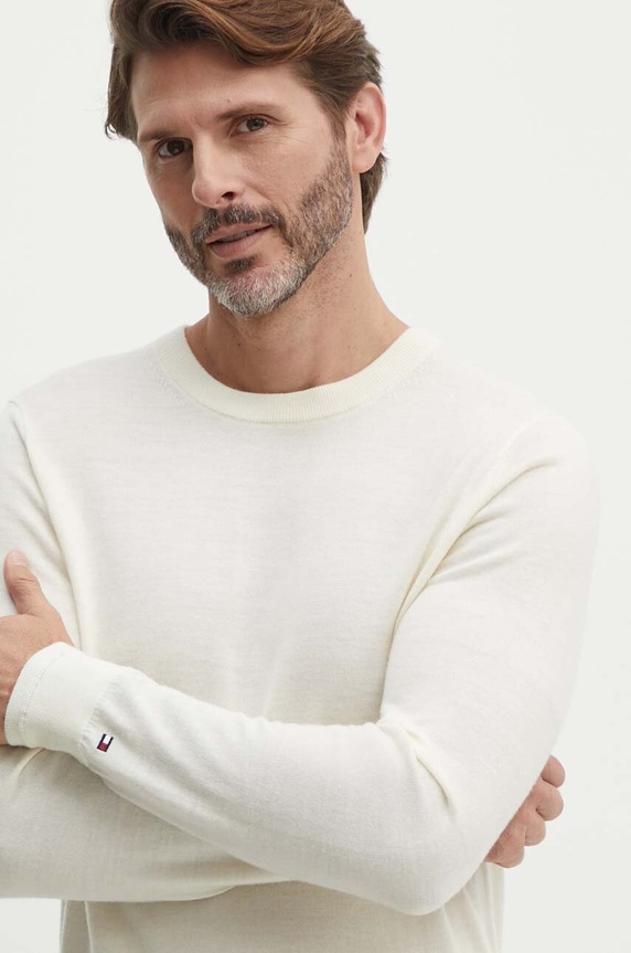 Vlnený sveter Tommy Hilfiger béžová MW0MW33128