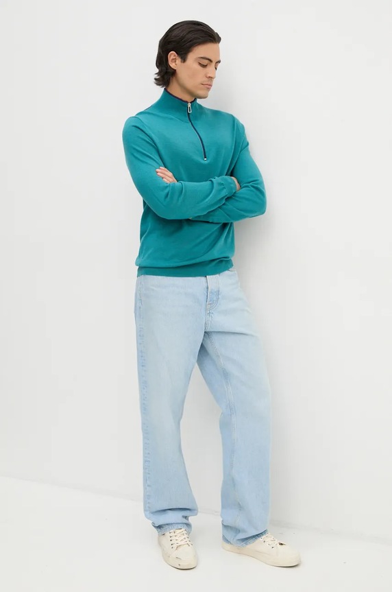 Μάλλινο πουλόβερ PS Paul Smith M2R.203Y.N21861 τιρκουάζ AW24