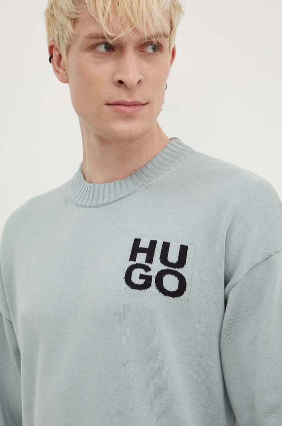 Pamučni pulover HUGO plava 50516617