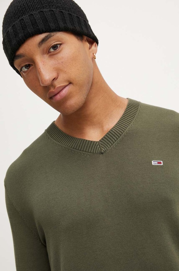 Tommy Jeans sweter bawełniany zielony DM0DM19192