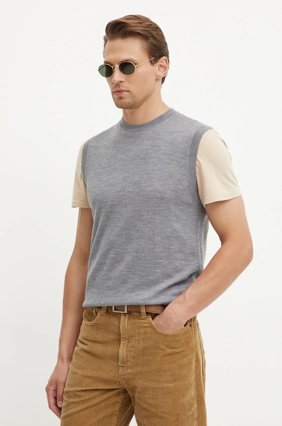 Вовняний жилет United Colors of Benetton меланж сірий 11AHU105Z