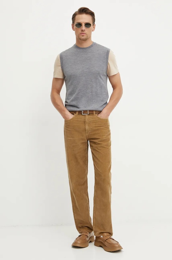 Вовняний жилет United Colors of Benetton 11AHU105Z сірий AW25