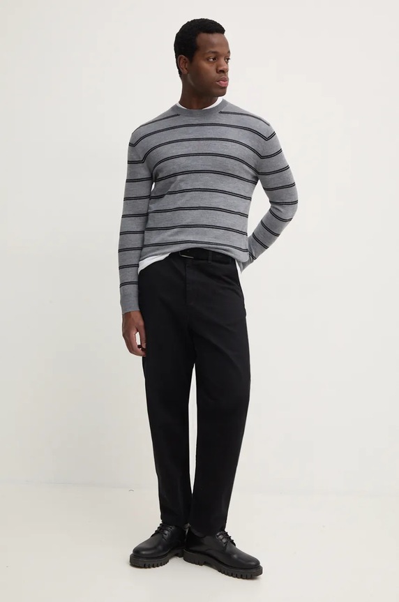 United Colors of Benetton gyapjú pulóver 11AHK107L szürke AW24
