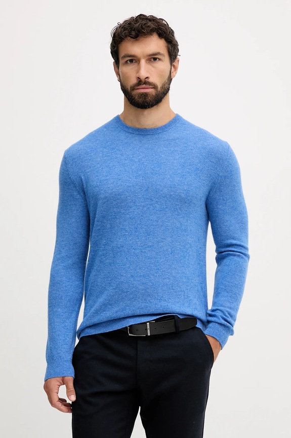 United Colors of Benetton sweter wełniany okrągły niebieski 1002U1G34