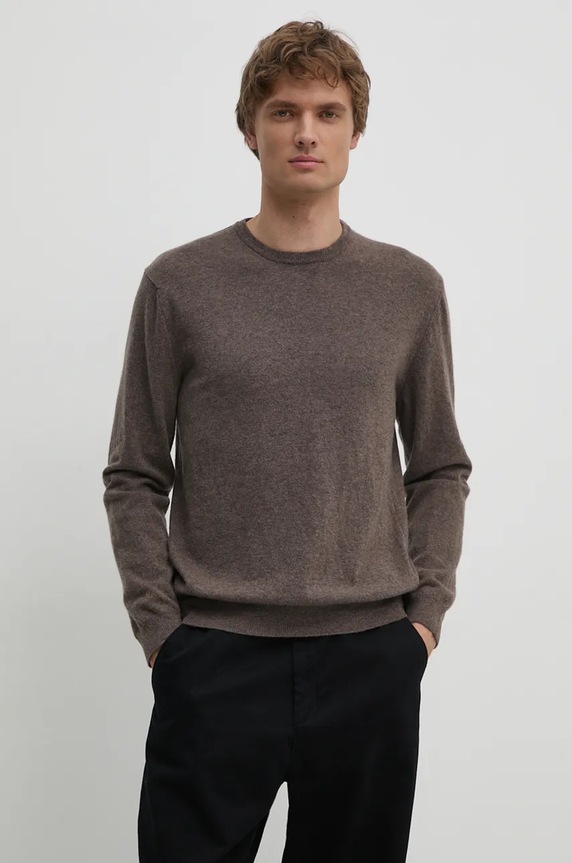United Colors of Benetton sweter wełniany okrągły brązowy 1002U1G34