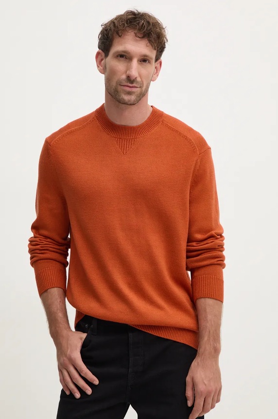 Armani Exchange sweter z domieszką wełny okrągły pomarańczowy 6DZM1F.ZM1LZ