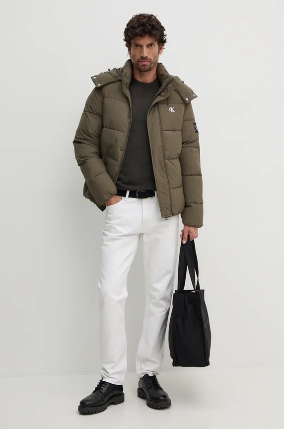 Svetr z vlněné směsi Armani Exchange 6DZM1F.ZM1LZ zelená AW24