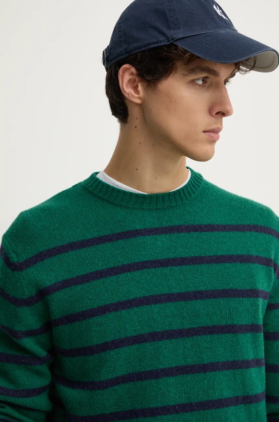 United Colors of Benetton gyapjú pulóver 103MK107U zöld