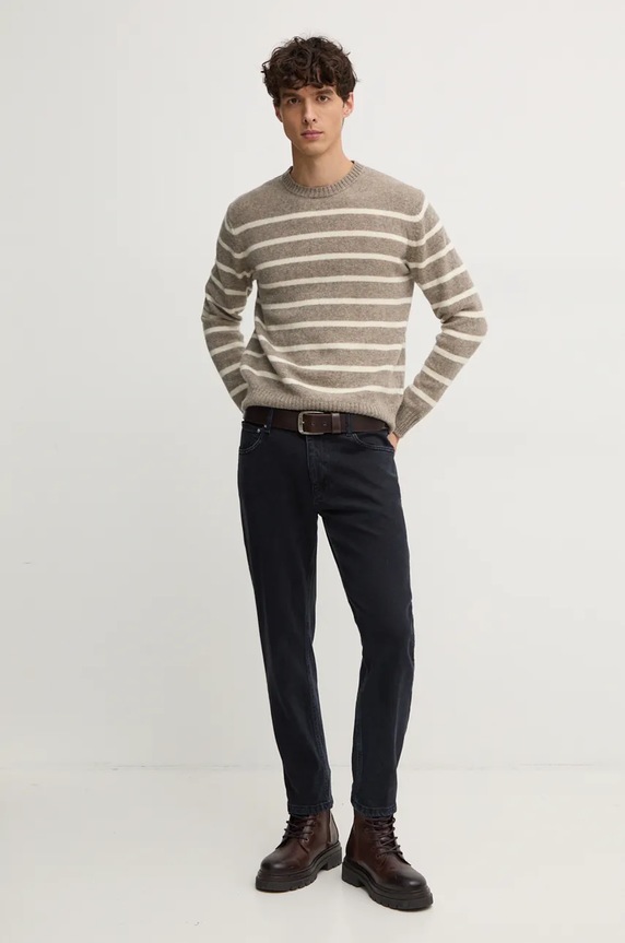United Colors of Benetton sweter wełniany 103MK107U beżowy NC24