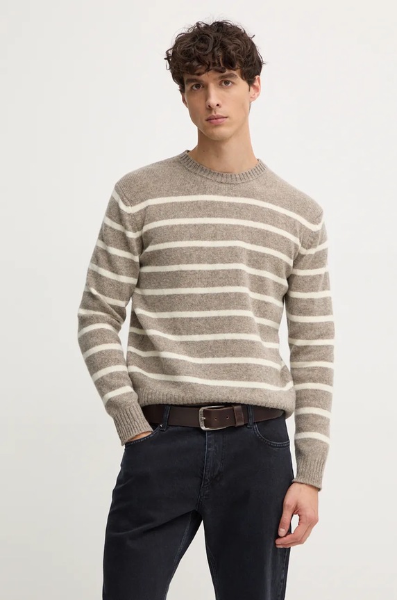 United Colors of Benetton sweter wełniany beżowy 103MK107U