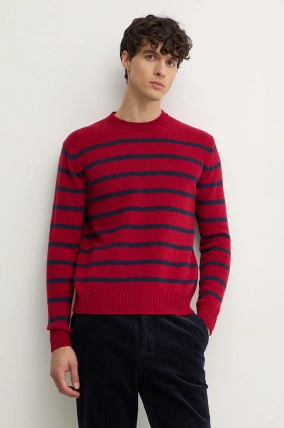 Odzież United Colors of Benetton sweter wełniany 103MK107U bordowy