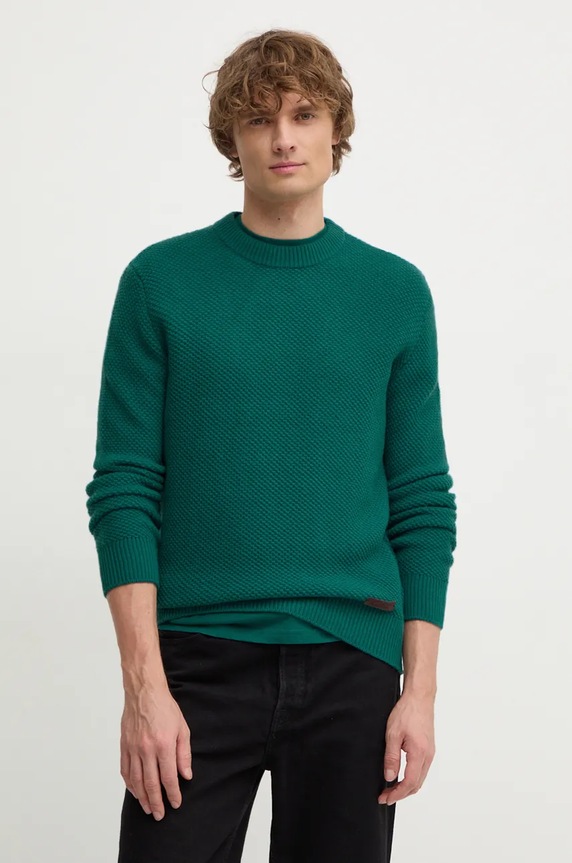 Vlněný svetr United Colors of Benetton směs tyrkysová 1344U108H